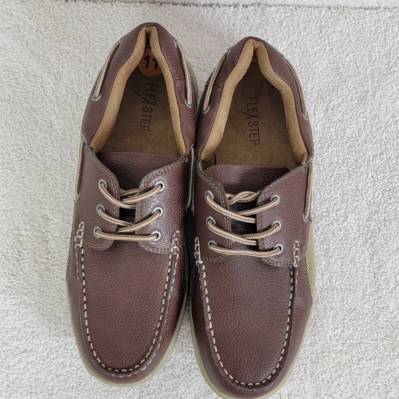 Flex Step Men's Brown Benjamin Comfort Dress Casual Boat Loafers Sz 11 - Picture 6 of 12